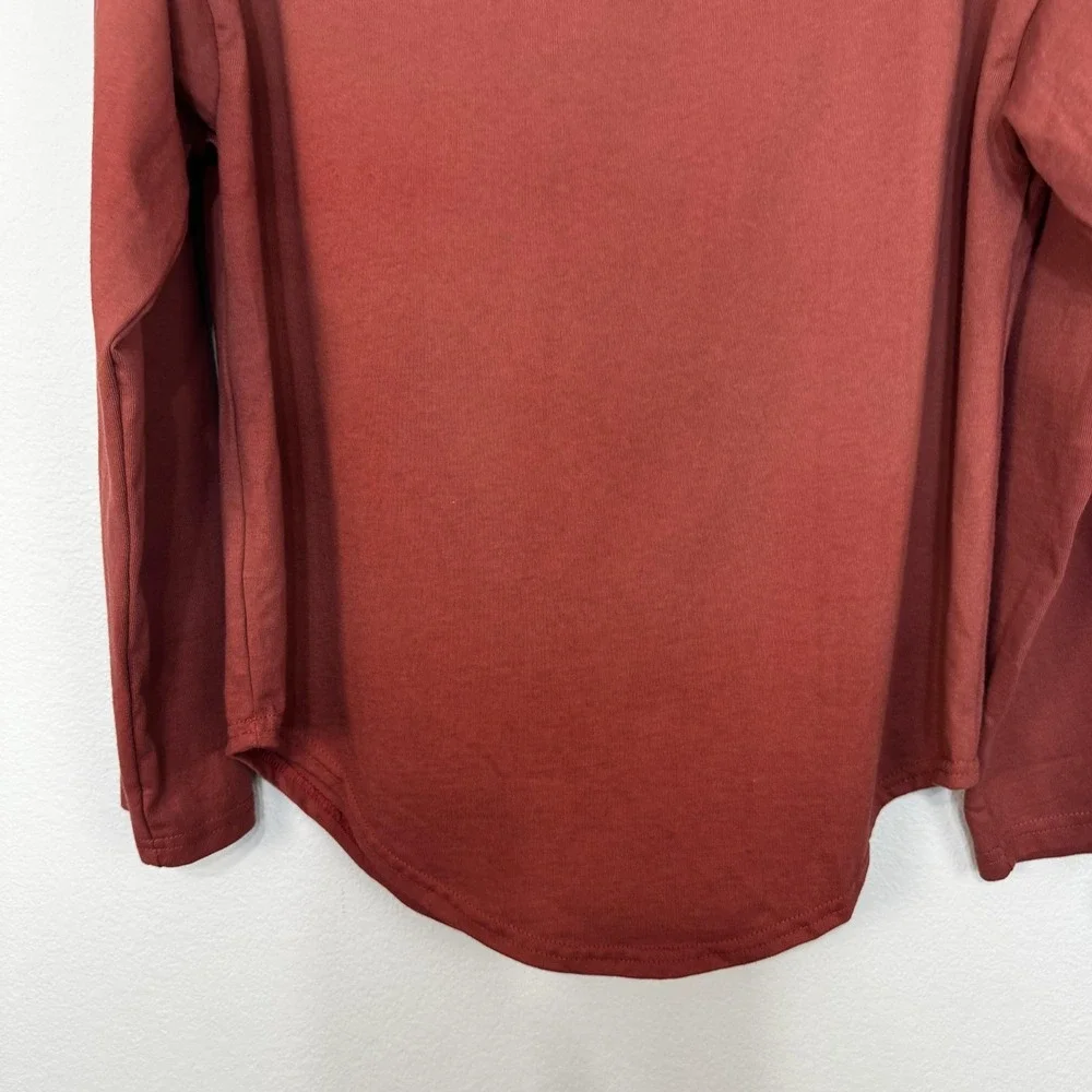Free People FP Beach Shirt Women's XS‎ Rust Free People Long Sleeve Curve Hem